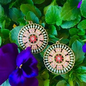 Floral medallion dangly statement earrings!